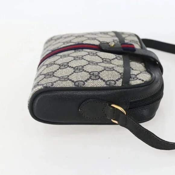 GUCCI GG Supreme Sherry Line Shoulder Bag PVC Navy Gold 89 02 055 Auth am9980 - Picture 5 of 15